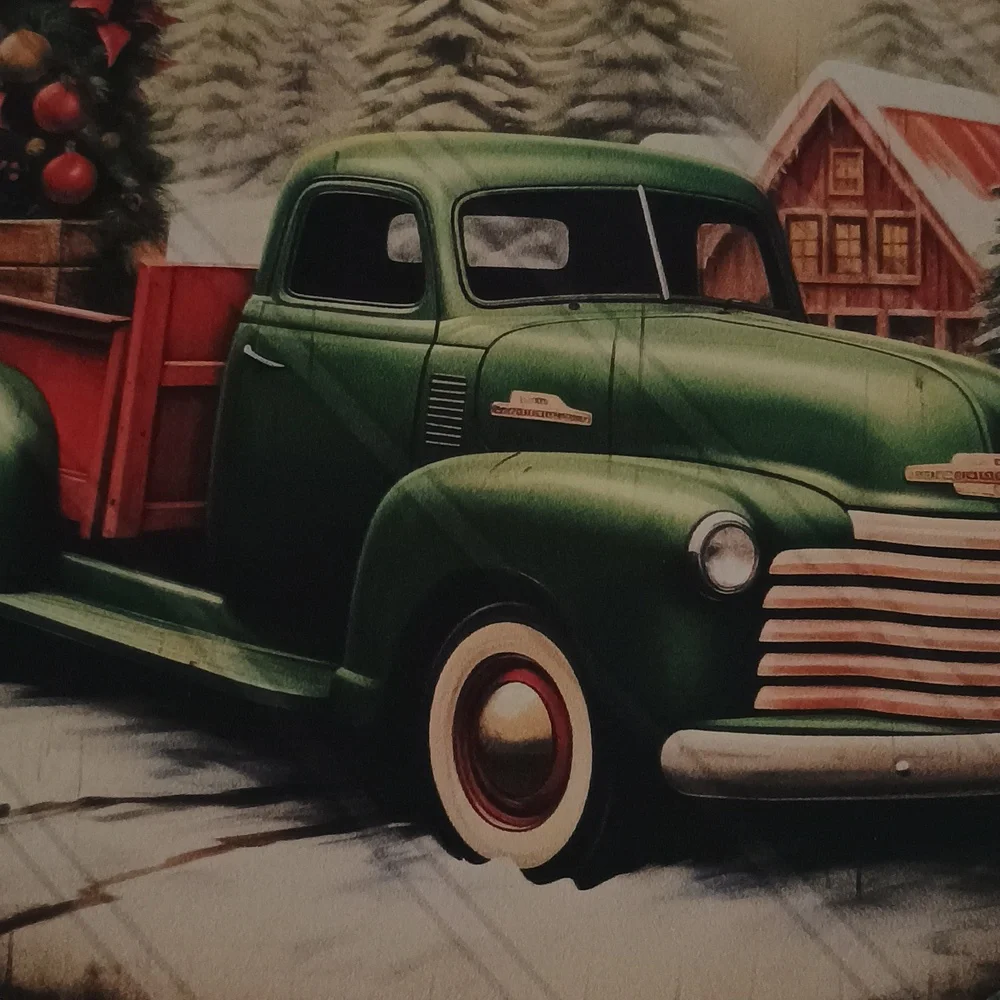 NIP Vintage Green Truck Christmas Decor